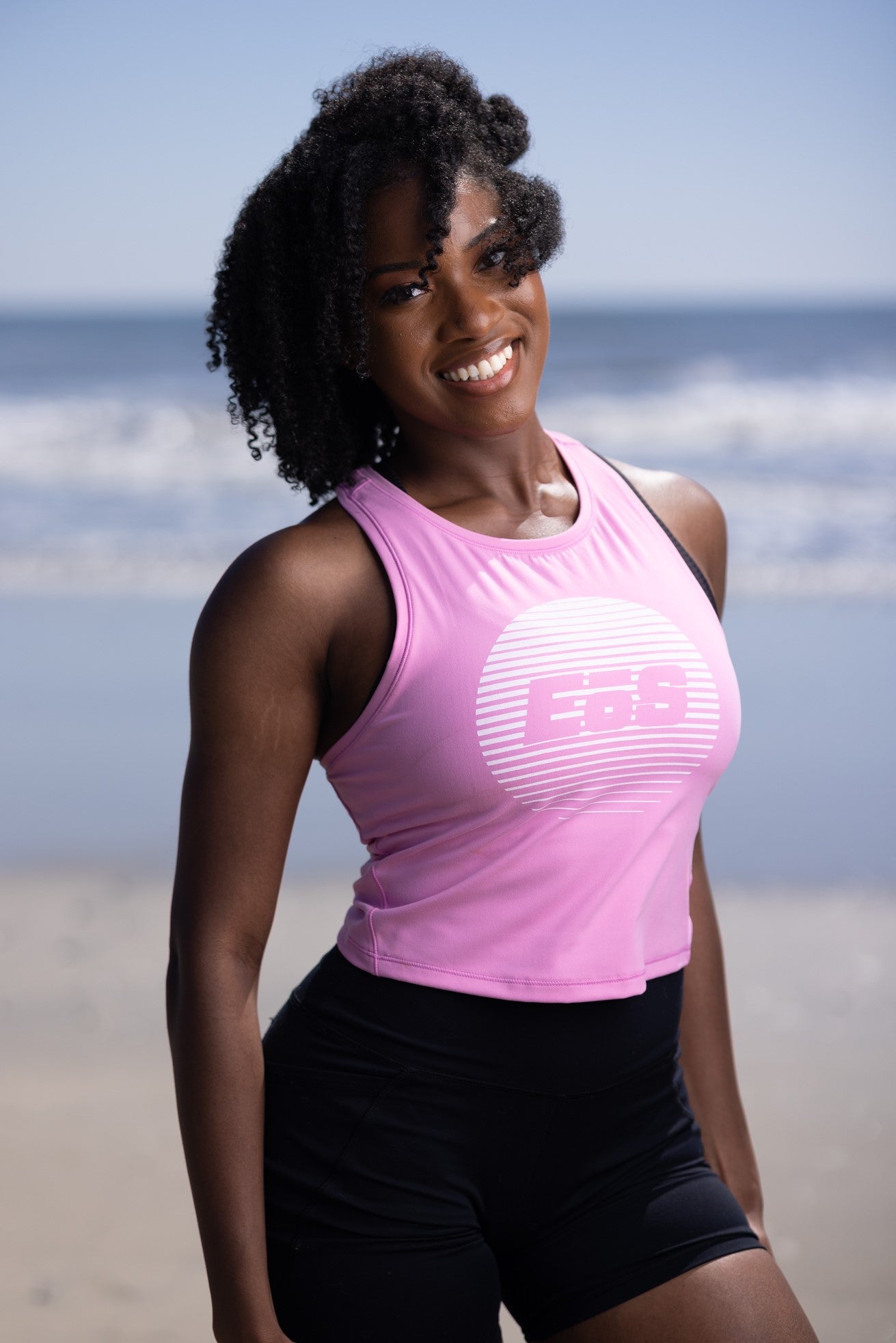 Retro Logo Racerback Crop Tank - Cyclamen