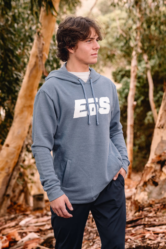 Unisex Pullover Hoodie with EoS Logo | Heather Slate Blue
