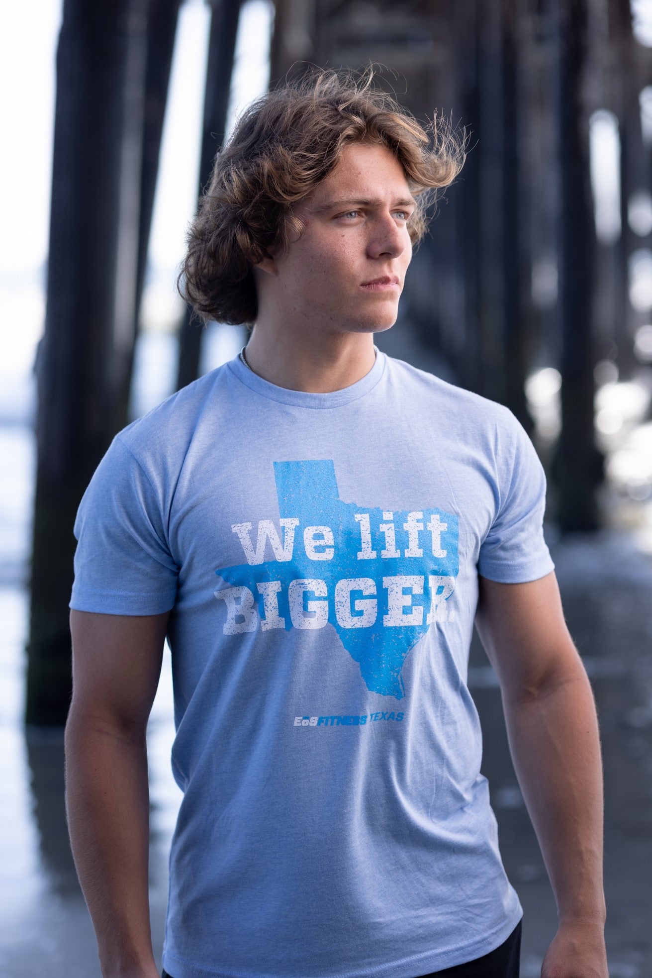 Texas Lift Bigger Next Level Fitted Crew | Columbia Blue