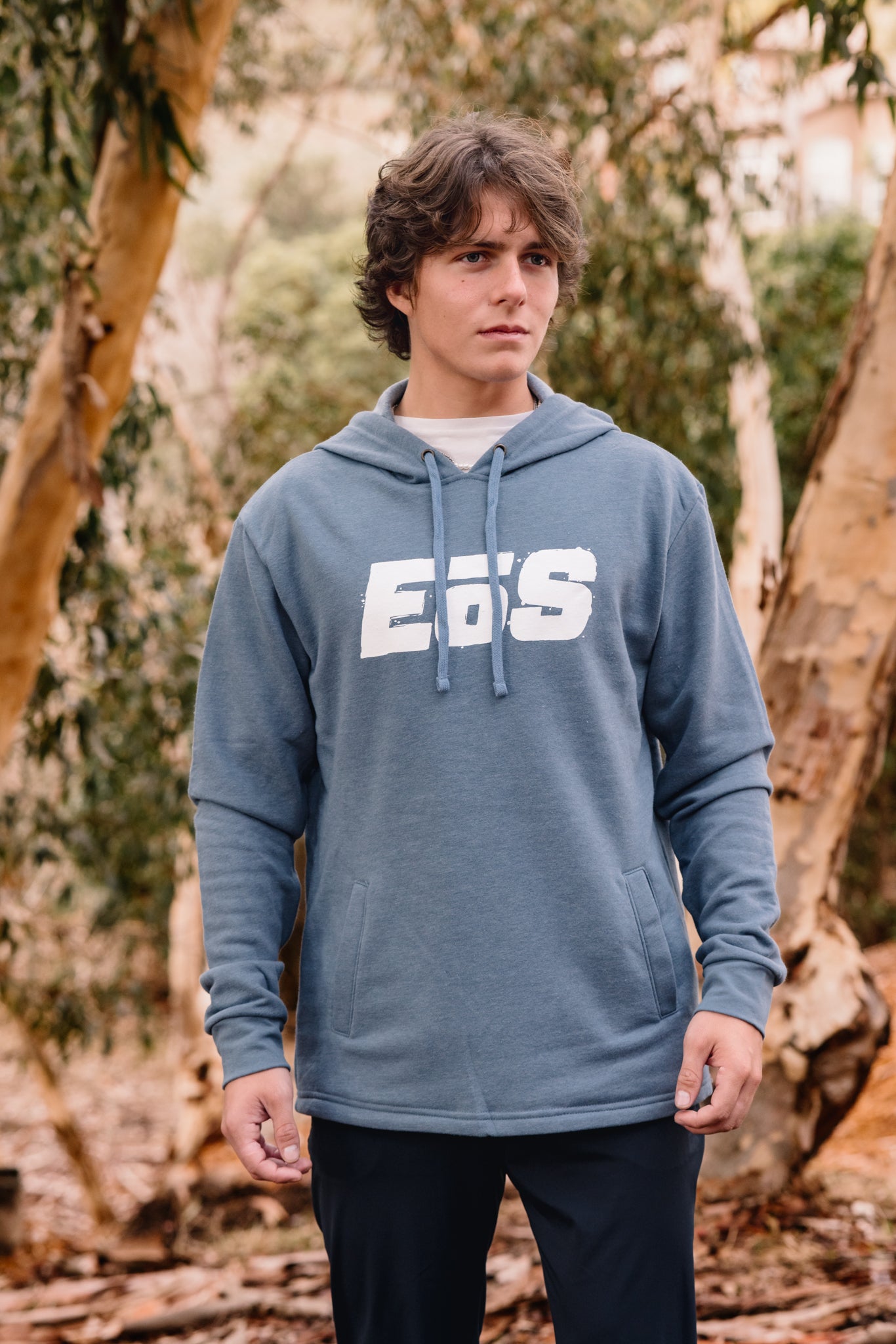 Unisex Pullover Hoodie with EoS Logo - Heather Slate Blue