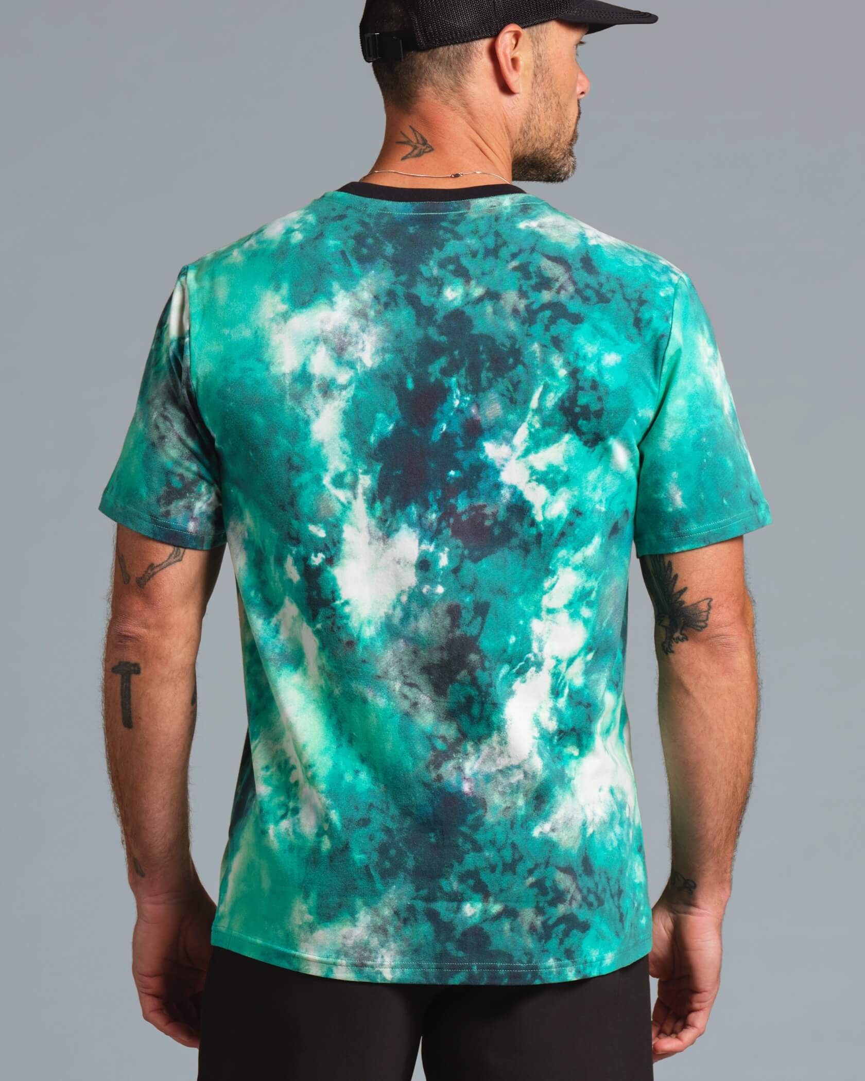 Enduro Stretch T-Shirt |Aqua Ice Dye / Black| back