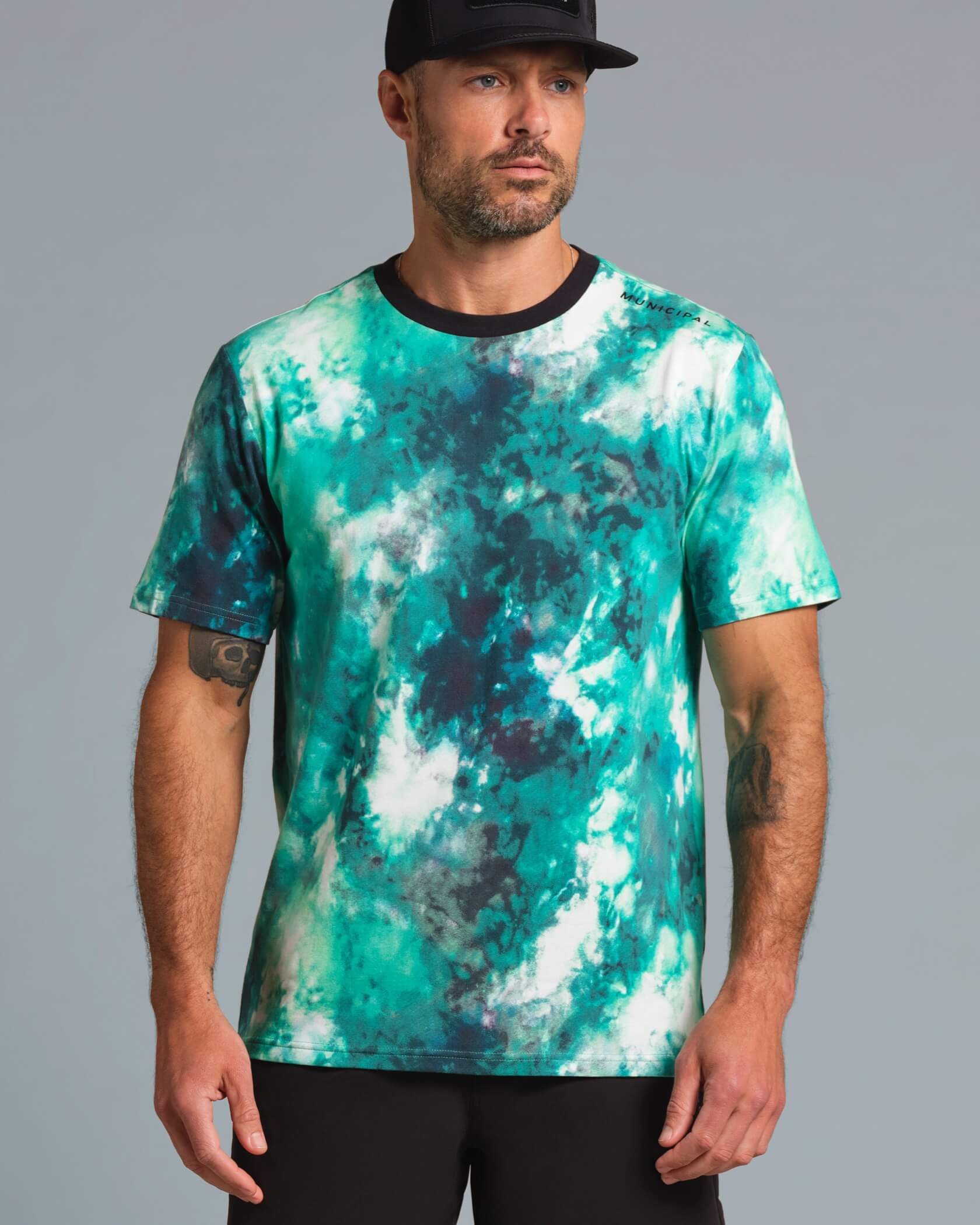 Enduro Stretch T-Shirt |Aqua Ice Dye / Black| front